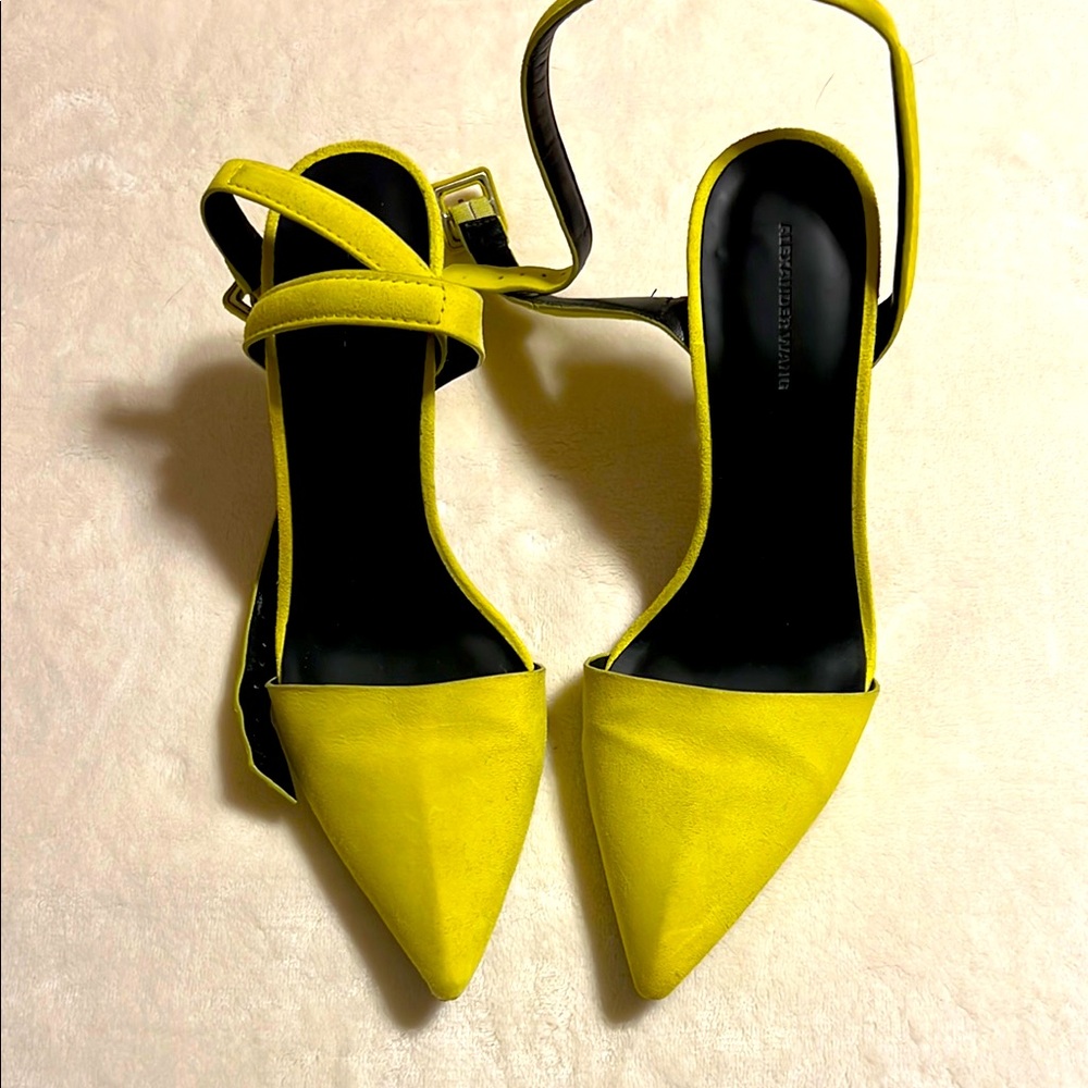 Alexander Wang. Bright Yellow Women's Heels. Size 39/8. Suede. Made in Italy